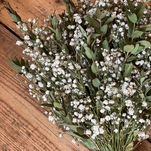 Dried gypsophila and eucalyptus bouquet, Dried bridal bouquet, Rustic wedding bouquet, Dried flower bouquet, Dried bridal flowers. image 10