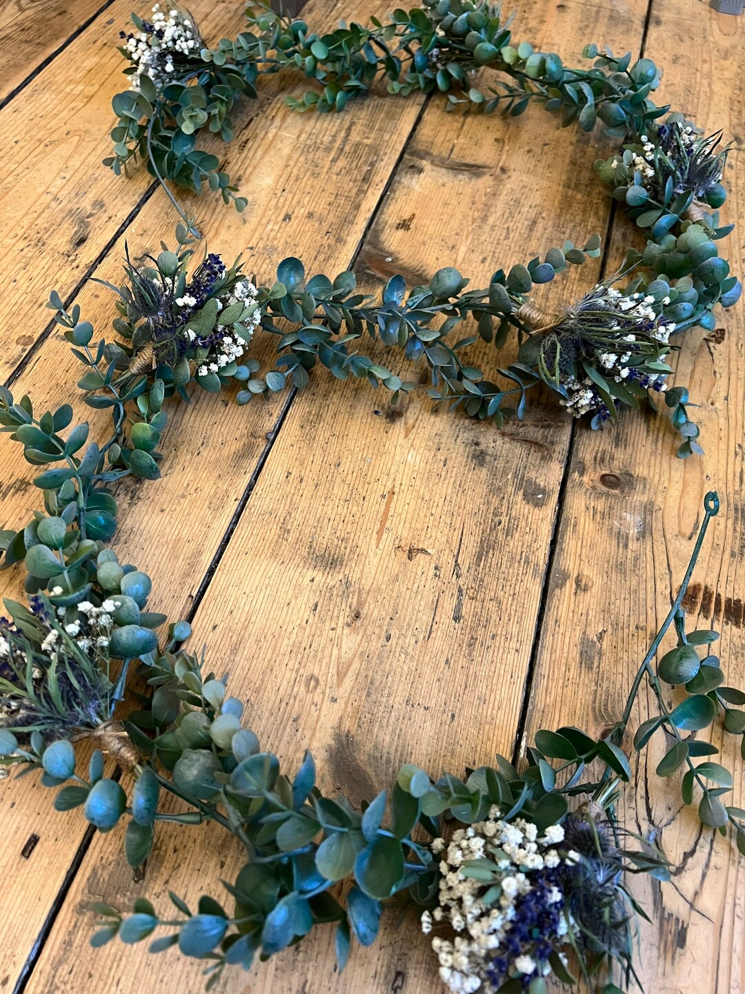 Dried Flower Garland, Scottish Wedding, Dried Blue Thistle Garland