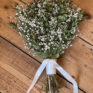 Dried gypsophila and eucalyptus bouquet, Dried bridal bouquet, Rustic wedding bouquet, Dried flower bouquet, Dried bridal flowers. image 2