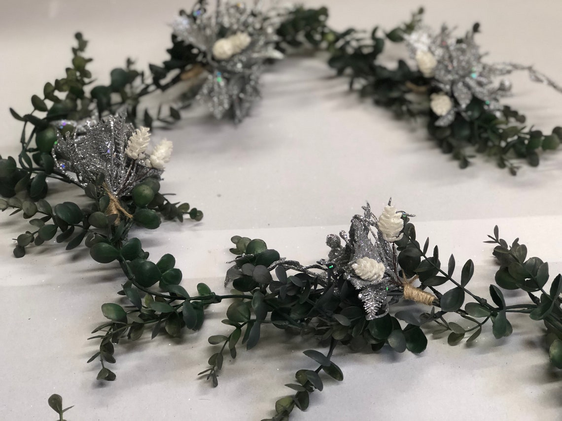 Sparkly Silver Christmas garland Silver Xmas garland | Etsy