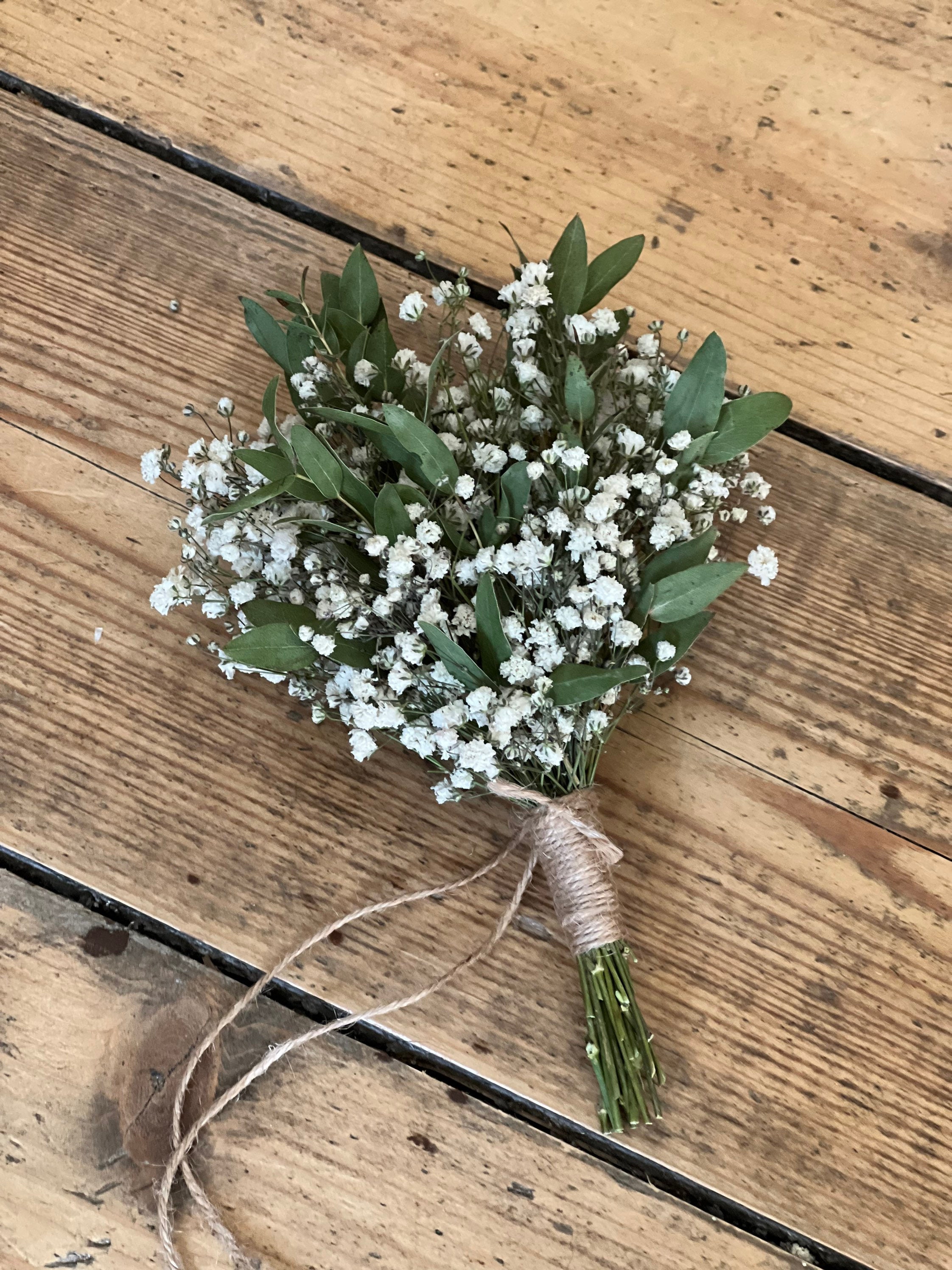 Dried Gypsophila and Eucalyptus Pew End, Dried Gypsophila Chair