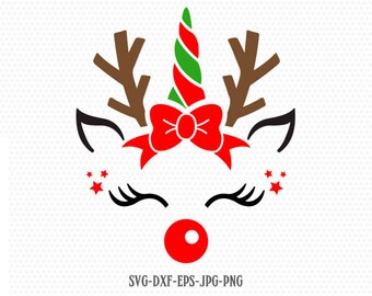 Download Christmas unicorn svg | Etsy