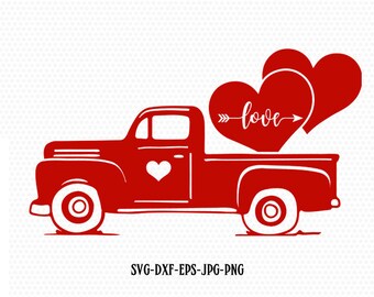 Download Valentines red Truck Svg Valentines vintageTruck ...