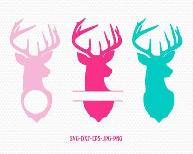 Download Deer Head Monogram Frames Svg Deer Head Svgdeer Svgdeer Etsy
