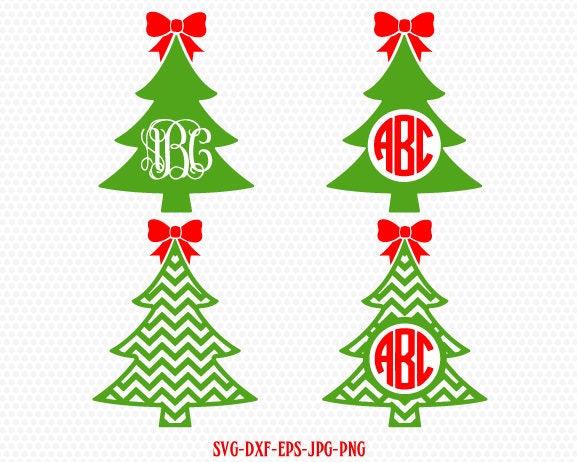Download Christmas tree monogram with bow SVG monogram Christmas ...