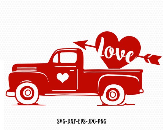 Download Valentines red Truck Svg Valentines vintageTruck ...