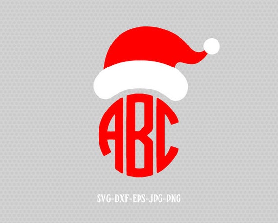 Santa hat monogram Christmas SVG Cutting File Svg CriCut | Etsy