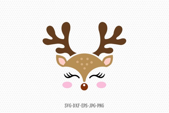Download Cute Reindeer Svg Reindeer Face Christmas Svg Girl Reindeer Etsy