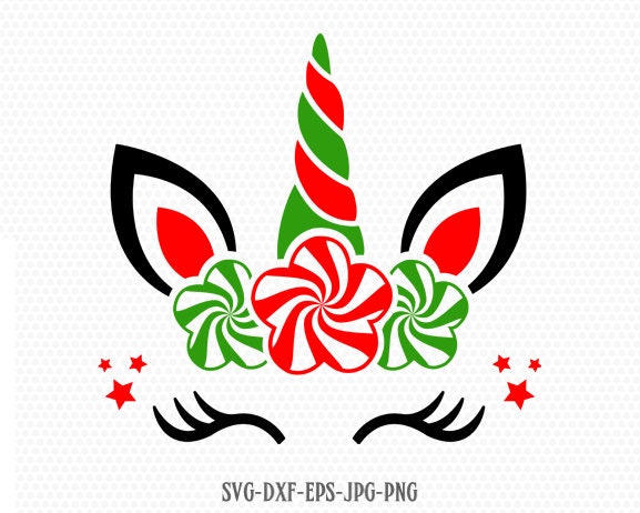 Download Christmas Unicorn svg Unicorn svg eyelashes candy cane | Etsy