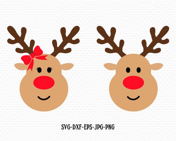 rudolf christmas xmas reindeer svg boy and girl reindeer etsy