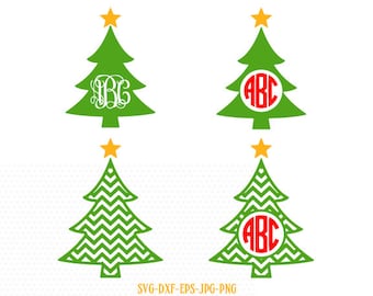 Christmas tree monogram SVG, monogram Christmas SVG Cutting File Svg, CriCut Files svg jpg png dxf Silhouette cameo