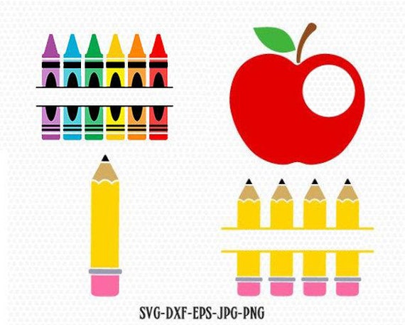 Teacher Svg Back To School Svg Pencil Apple Crayon Svg Etsy