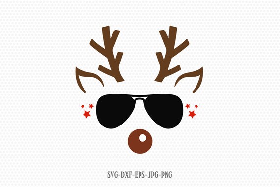 Reindeer with glasses Svg Cool Reindeer face svg for Cricut Silhouette Christmas SVG for boys Commercial Use cut files Reindeer Clipart