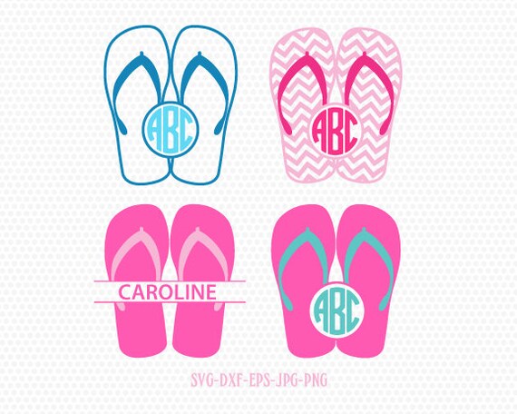 Summer Flip Flops Monogram Frames Svg Summer Monogram Frames Etsy