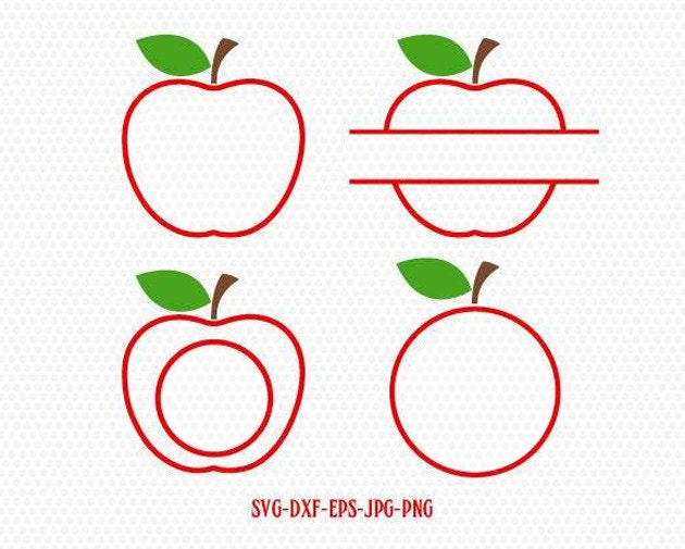 Download Apple Monogram Svg Teacher Svg Apple Svg Teacher Monogram Svg School Svg Split Apple Svg For Cricut Silhouette Cameo Svg Jpg Png Dxf