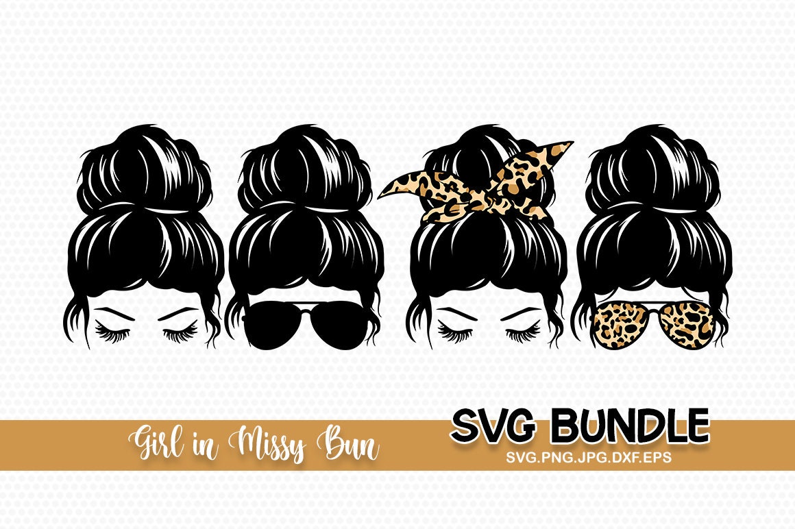 Messy Bun SVG girl in messy bun svg Messy hair SVG messy | Etsy