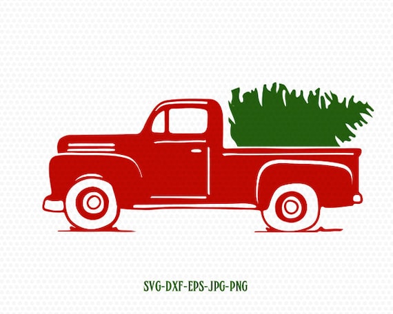 Truck tree retro vintage winter holiday svgmerry | Etsy