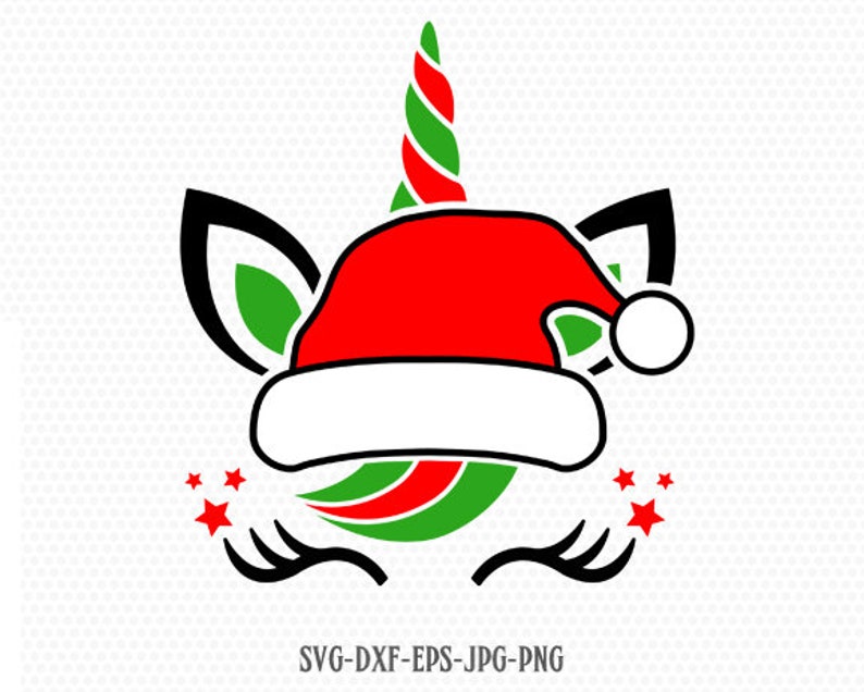 Christmas Unicorn Svg Unicorn Face Svg Christmas svg Santa | Etsy