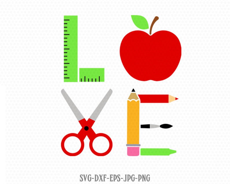 Download Love school Teacher SVG love school apple pencil svg back to | Etsy