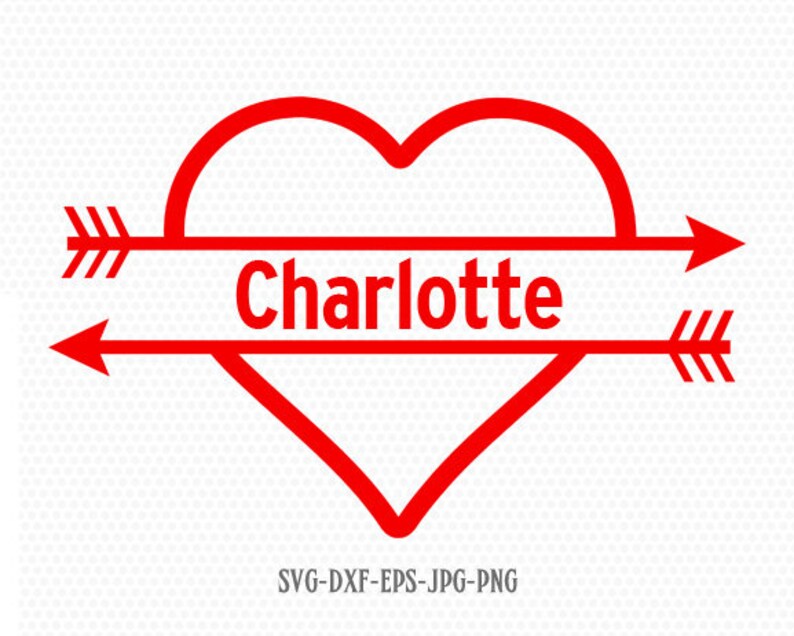 Split Heart Arrow Monogram frame Svg Valentine svg ...