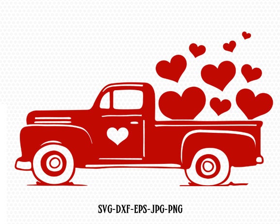 Download Valentines Red Truck Svg Valentines Vintagetruck Valentines Etsy