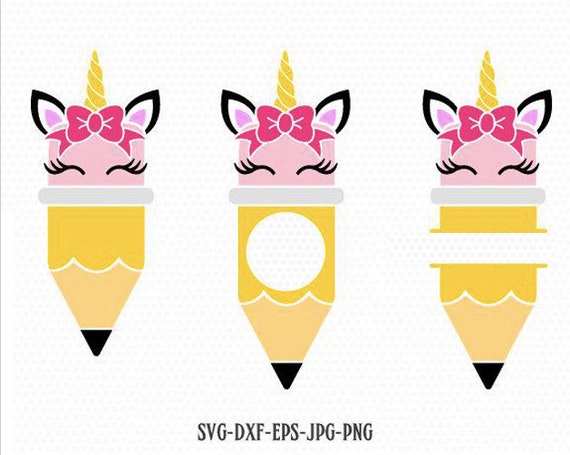 Download Cute Pencil Unicorn Monogram Svg Pencil Svg Back To School Etsy