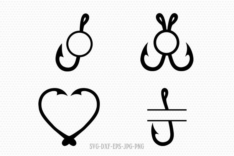 Download Fishing hook monogram frames svg Fishing svg Bass svg | Etsy