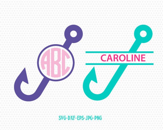 Download Fish Hook SVG Monogram Frames instant download cut file | Etsy
