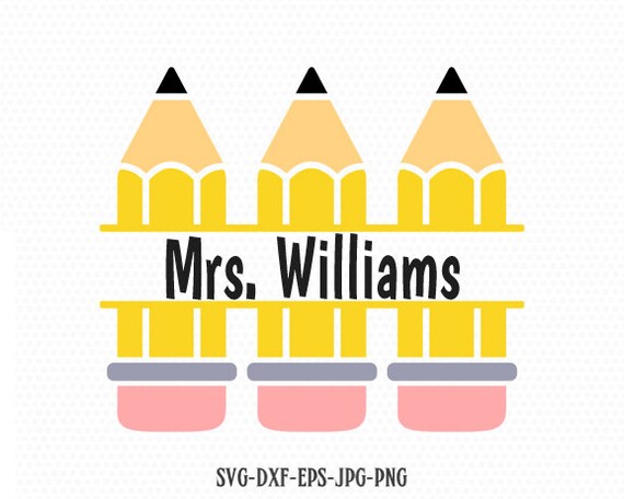 Download Split Pencil Monogram Frame Svg Pencil Svg Teacher Svg Back Etsy