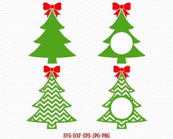 Download Christmas Tree Monogram With Bow Svg Monogram Christmas Svg Etsy