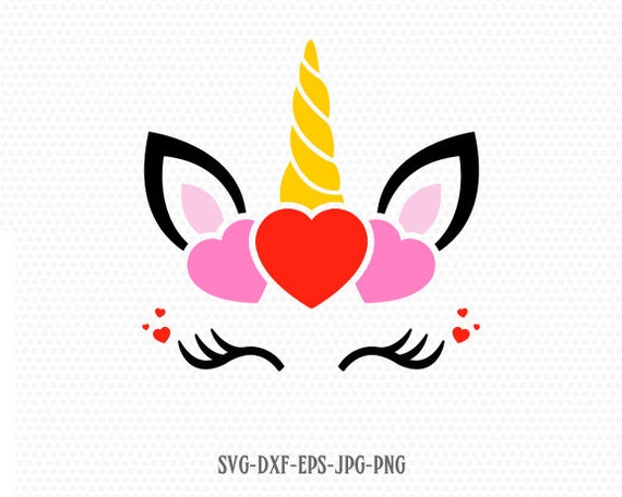 Valentines Day Unicorn Svg Unicorn Eyelashes Svg Love Etsy