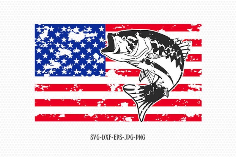Download Fishing USA flag SVG Fishing svg Bass svg 4th of july | Etsy