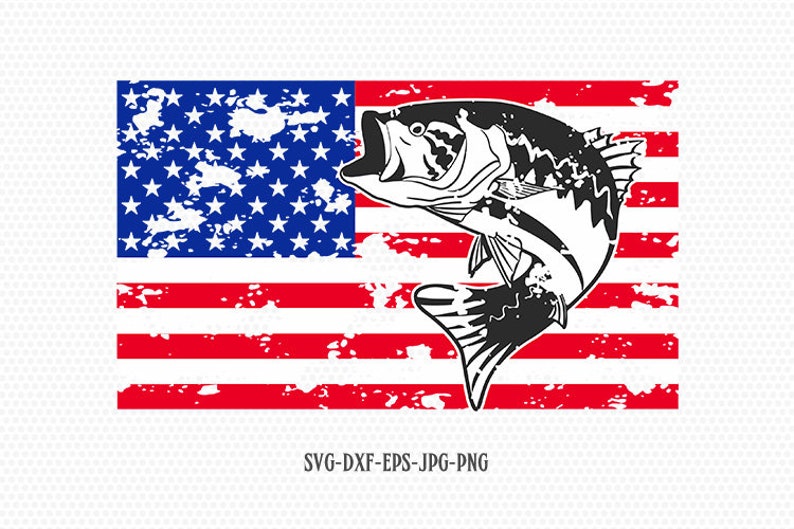 Download Fishing USA flag SVG Fishing svg Bass svg 4th of july | Etsy