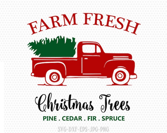 Download Christmas red old vintage truck Farm Fresh svg Farmhouse ...