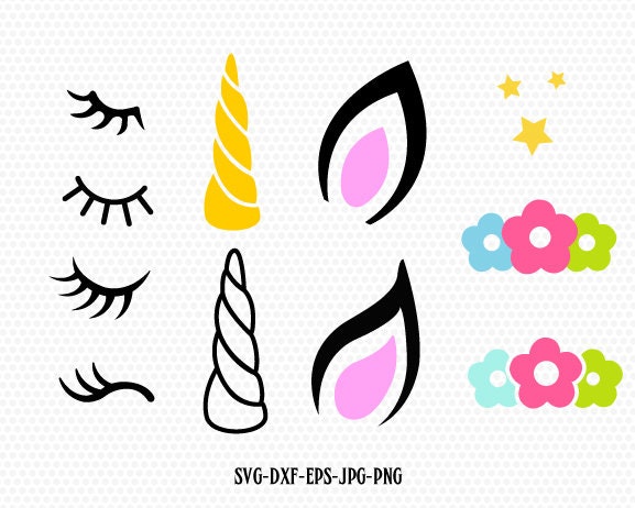 Unicorn kit svg, Unicorn SVG, Unicorn head Svg, Unicorn horn, Cute Un…