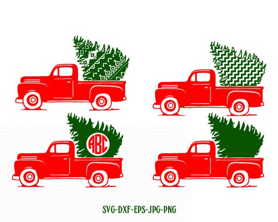 Download Free Truck Tree Retro Vintage Winter Holiday Svgmerry Etsy SVG DXF Cut File