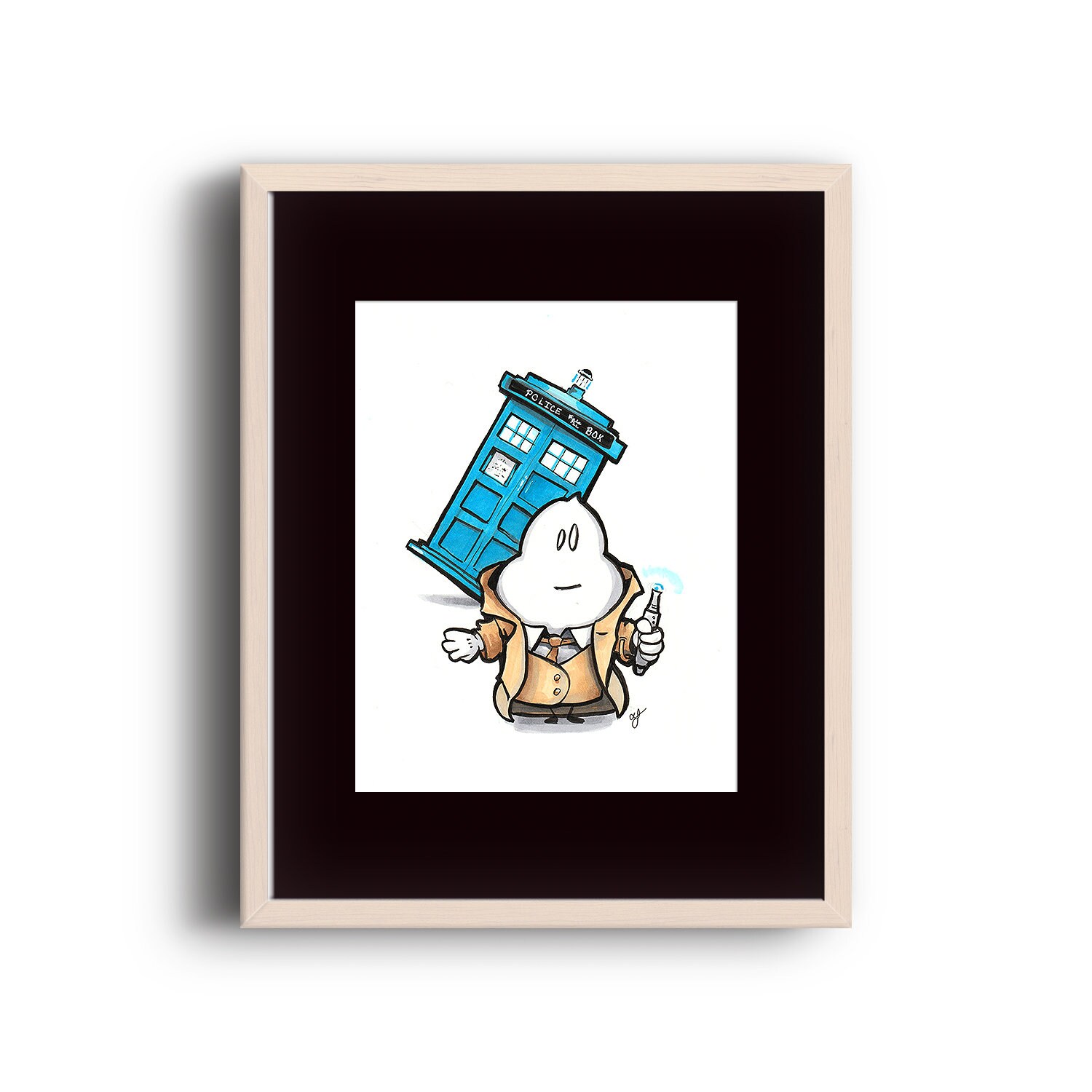 The Cupcake and The Police Box - Original Illustration - Wall Art
