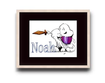 Series 1 - Noah the horseback knight - Cartoon Cupcake - Original Illustration - Wall Art