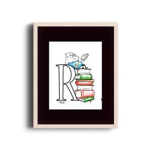 Serie 1 - R es para leer - Arte de pared ilustrado de cupcakes de dibujos animados