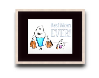 Series 1 - Best Mom Ever - The Shopper - Cartoon Cupcake - Original Illustration - Wall Art