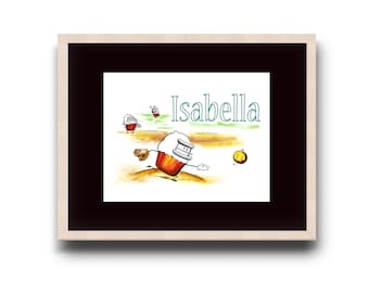 Series 1 - Isabella plays softball - Cartoon Cupcake - Original Illustration - Wall Art