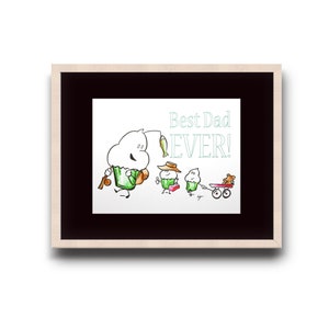 Serie 1 - El mejor papá de todos los tiempos - El pescador - Cupcake de dibujos animados - Ilustración original - Arte de pared