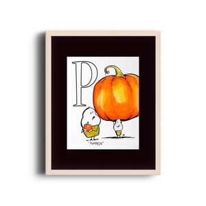 Serie 1 - P es de calabaza - Arte de pared ilustrado de cupcakes de dibujos animados