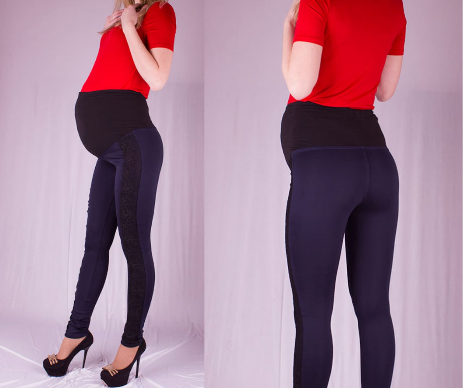 Winter FleeceLined Blue Maternity Pants 34 Inseam Long Etsy