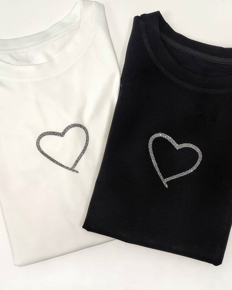 Shiny Heart Print T-Shirt 95% Cotton T-Shirt Summer Graphic | Etsy