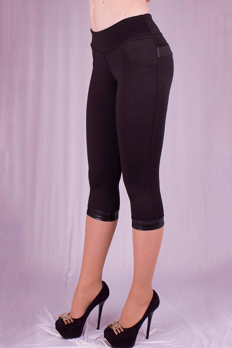 DaniellaDress Mid-Calf Cotton Office Capri Leggings