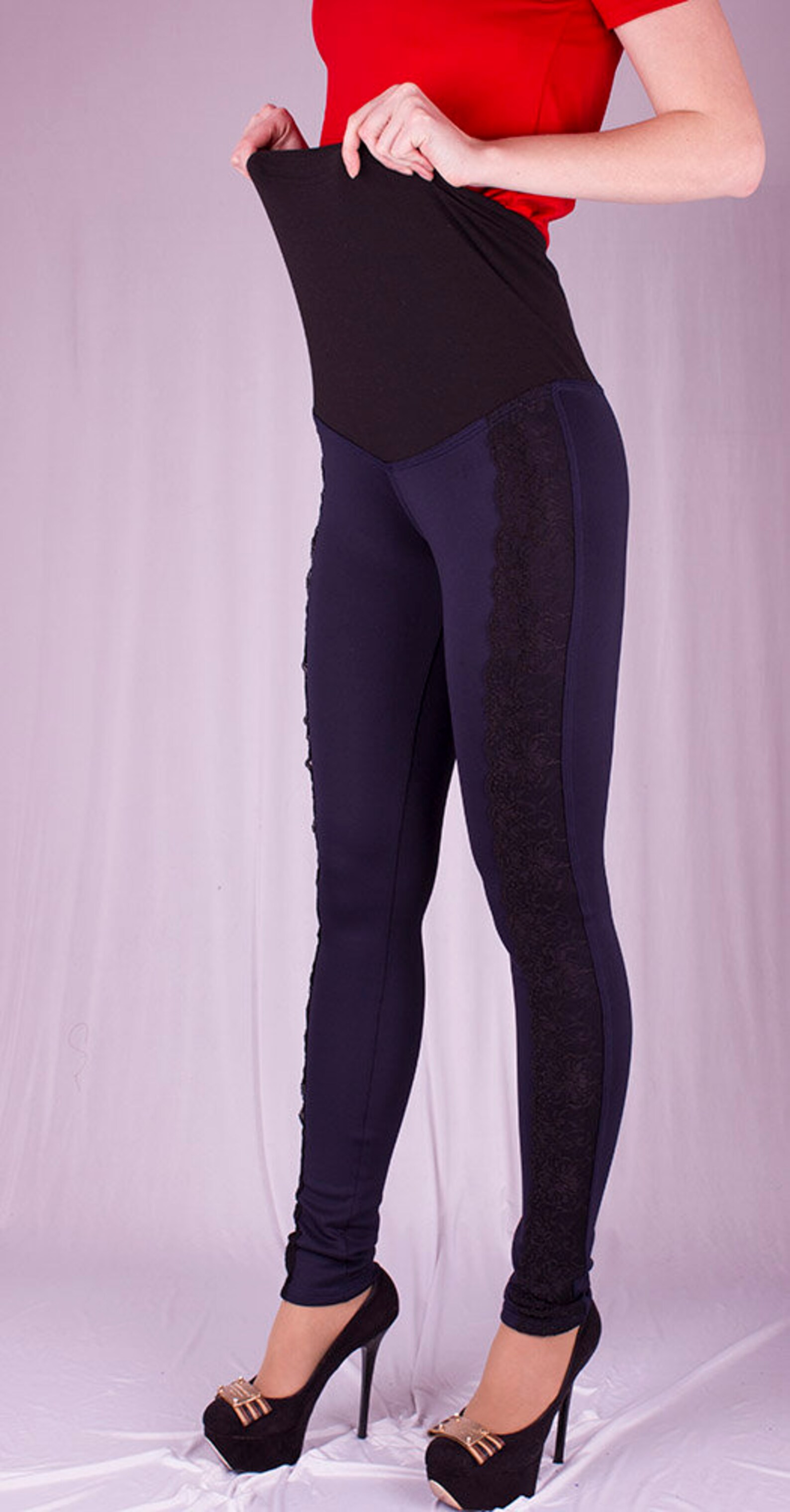 Winter FleeceLined Blue Maternity Pants 34 Inseam Long Etsy