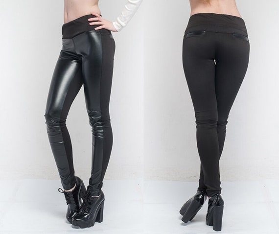 wet look high waisted pants