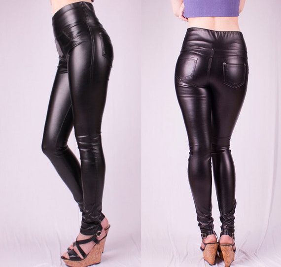 plus size leather look jeggings