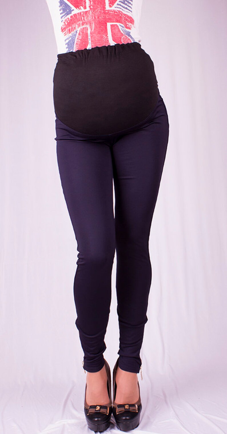 Winter FleeceLined Blue Maternity Leggings with Ankle Side Etsy